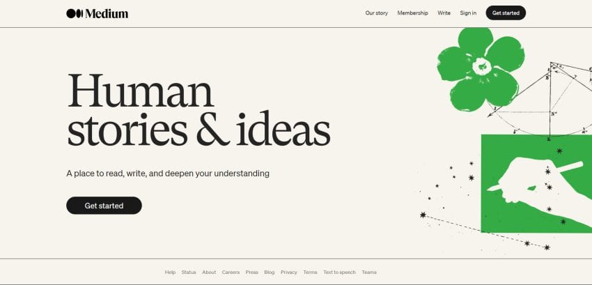 Medium website home page