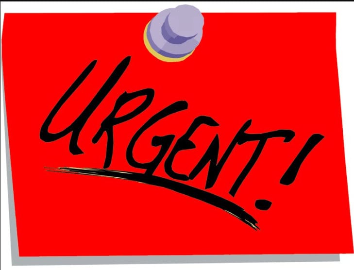 A post-it that says “URGENT!” A post-it that says “URGENT!”