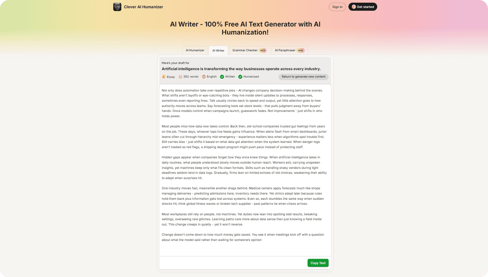 Stage 2. AI Writer