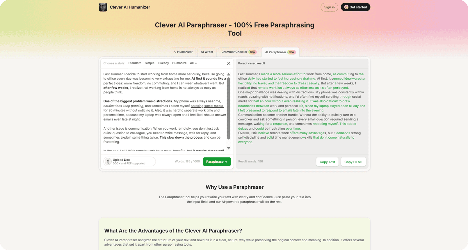 Stage 4. Clever AI Paraphraser